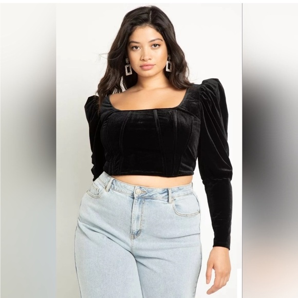 Eloquii Tops - Eloquii PuffSleeve Velvet Corset Top size 22